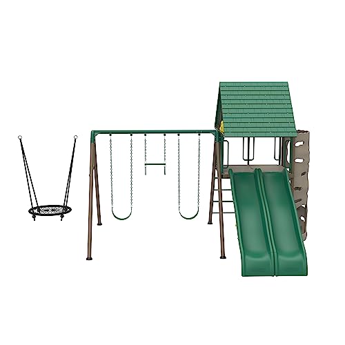 Lifetime Big Stuff Two-Slide Swing Set Playset Earthtone