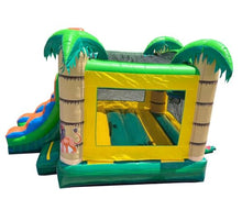 Pogo Bounce House Inflatable Jungle Castle with Slide Tropical Smiley Face