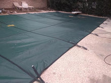ZAQYCM Swim Pool Cover for Inground Pools, Heavy Duty Winter Green Mesh Pool Safety Cover with Left Step, Rectangle Swimming Pools Leaf Net Potector Cover, Custom Size(24x36ft)