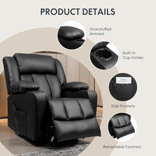 UOPYNE Oversized Power Lift Recliner Chair for Elderly, Electric Recliner Sofa with Heat and Massage, Living Room Comfort Leather Recliner Chair with Cup Holders, Side Pocket