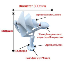 50W Archimedes Spiral Wind Turbine Generator - 3PCS Set Three-Phase Brushless Permanent Magnet 12V DC Output High-Efficiency, Start Wind 1.5m/s, Dimensions White Green Red Colors