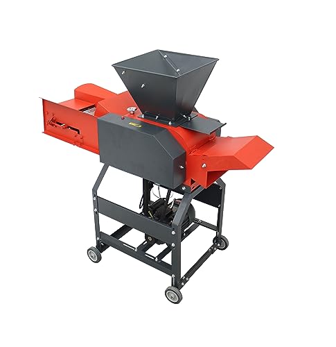 INTSUPERMAI Hay Cutter Pulverizer Grass Crusher 6-Blade Feed Crusher Grass Chaff Cutter Hay Cutter Machine Dry-Wet Straw Cutter with Conveyor and Feed Hopper 500-1000KG/H 220V