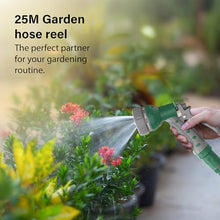 Garden Hose Reel 25M (ø 15 mm), 2-in-1 as Free Standing or Wall Mounted Garden Hose, Complete with Hose Guide, Nozzle and Fittings, Robust Frame for Stability, Compact Hose Reel Flexibility Use