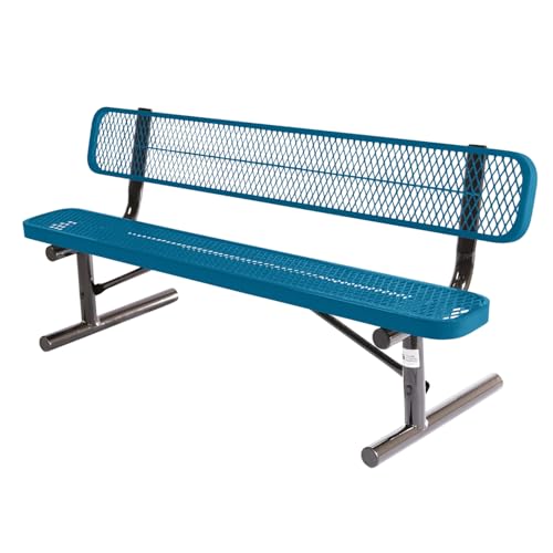 COATEDOUTDOORFURNITURE Bench, Light Blue, Expanded, 6Ft, with Back