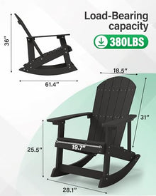 YEFU Adirondack Rocking Chair Set of 2, All-Weather Resistant, Black