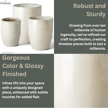 Emissary Home and Garden 22in. L x 28in. H Pearl White Stoneware Round Planter with High-fire Treatment (Set of 1)