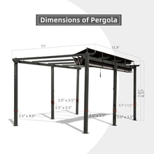 ANTSKU 11x16 FT Outdoor Pergola with Retractable Canopy Dark Grey