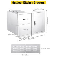 GarveeLife Outdoor Kitchen Cabinets - Stainless Steel Outdoor Kitchen Drawer Combo,Multi-Layer Design, Paper Towel Rack, Flush Mount Double Drawers, BBQ Island & Patio Grill Station, 33Wx22Dx22H
