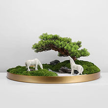 YXIANG56Q Fake Plants Artificial Welcoming Song Yongsheng Moss Landscape Zen Bonsai Simulation Potted Ornaments for Desktop Office Home Decoration Bonsai Tree