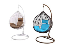Island Gale® Twin(Pair of 2) Hanging Basket Chair Outdoor Front Porch Furniture with Stand and Cushion (Beige)
