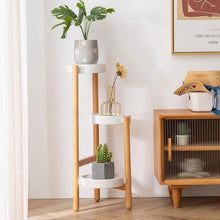 IBONSON Multi Tiered Plant Stand Indoor Nordic Living Room Floor-Standing Solid Wood Flower Stand Indoor Balcony Simple Triangle Storage Bracket Corner Outdoor Plant Stand