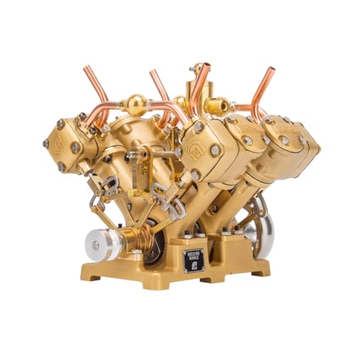 YounggDiy RW-V4 Mini Steam Engine That Runs, Double Cylinder Reciprocating for 90-150cm Steamships, Forward and Reverse Rotation (Boiler Not Included)