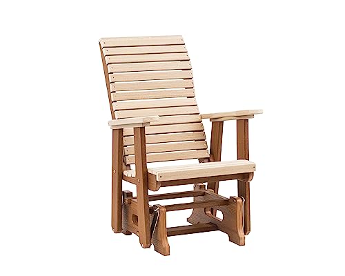 EcOasis Anchor Bay Amish Crafted Poly Outdoor Glider, High-Back (Birchwood on Antique Mahogany)
