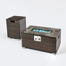 Luxurious Outdoor Rectangular Propane Fire Pit Table –Ceramic Tile Tabletop,Stainless Steel Burner, Electronic Pulse Ignition – Heats 11 Sq.Ft with 40,000 BTU Output (Cover+Table)
