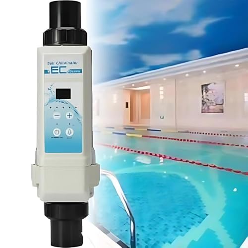 Saltwater Pool Chlorinator System with Salinity Display, Automatic Cleaning Salt Water Pool Chlorine Generator, Simple Ope-Ration Chlorinator for SPA Swimming Pool EC8(8g/H≤35m³)
