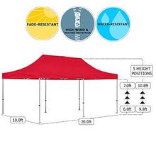 Vispronet 10x20 Instant Canopy Tent with Side Walls – Commercial Grade Steel Frame, Water-Resistant Top, Bonus Bag & Stake Kit Red