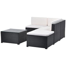 YWMLFZ 5-Piece Patio Rattan PE Wicker Furniture Corner Sofa Set, Sectional Chair, Seating, Lying Black