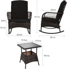 LEVELEVE Patio Furniture Set Outdoor Rattan Chair Wicker Sofa Garden Conversation Bistro Sets w/Loveseat for Yard,Pool or Backyard (7PC-2 Rocking Chair+Table+2 Ottoman)