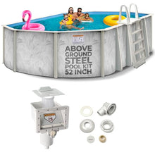 Hollowell Industries - Manufacturers of Doughboy Pools, 12’ x 18’ Oval Swimming Pool Above Ground, 52” Deep with Skimmer - Hard Sided Steel Wall Pool, Brush Stroke Design - Made in USA