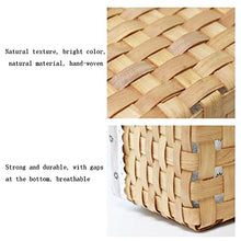 Storage Basket,Picnic Portable Handmade Fir Slices with Folding Handle，Idyllic Rattan Without Lid Hamper for Camping and Outdoor Party