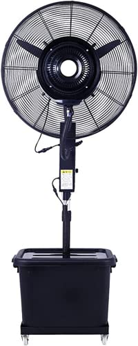 CUTPOIY 43L Water Tank Misting Fan with 45° Oscillation, 3 Speeds Pedestal Fan for Patio, Restaurant, Workshop, 80CM