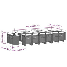WHOPBXGAD 17 Piece Outdoor Patio Dining Set with Cushions, Black Poly Rattan Garden Furniture Set with Tempered Glass Table, Foldable Chairs for Backyard, Poolside