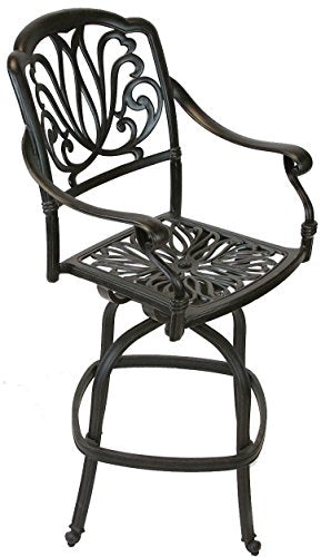 theWorldofpatio Elizabeth Cast Aluminum Powder Coated 5pc Bar Table Set Antique Bronze