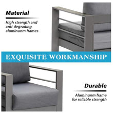 callmego Premium All-Weather Aluminum Outdoor Loveseat with Thick Cushioned Seating and Durable Powder-Coated Frame for Patio or Deck (Gray+Gray + Olefin-1)