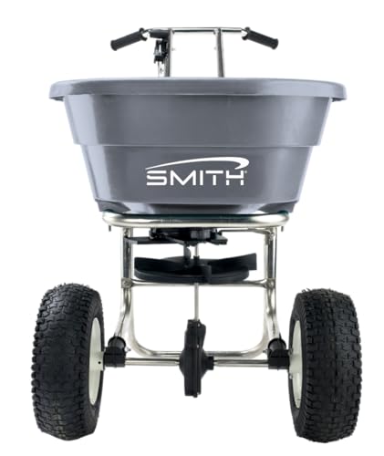 Smith 80 lbs. Torque Grip Stainless Steel Broadcast Wheeled Push Spreader, Model# SB80ST