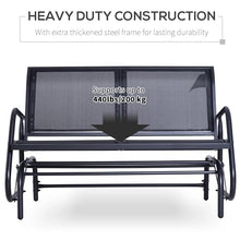 leoglint 2-Person Outdoor Chair Outdoor Glider Bench, Patio Double Swing Rocking Chair Loveseat w/Powder Coated Steel Frame for Backyard Garden Porch, Black