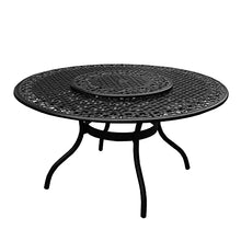 Oakland Living Modern Ornate Outdoor Mesh Aluminum 59-in Large Black Round Patio Dining Set with Lazy Susan and Six Chairs