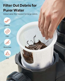 VEVOR Variable Speed Pool Pump, 1.5 HP, AC 220-240V, 132 GPM, In/Above Swimming Pool Pump with Filter Basket, Powerful Self Priming, Programmable Timer, for Inground and Above Ground Swimming Pool