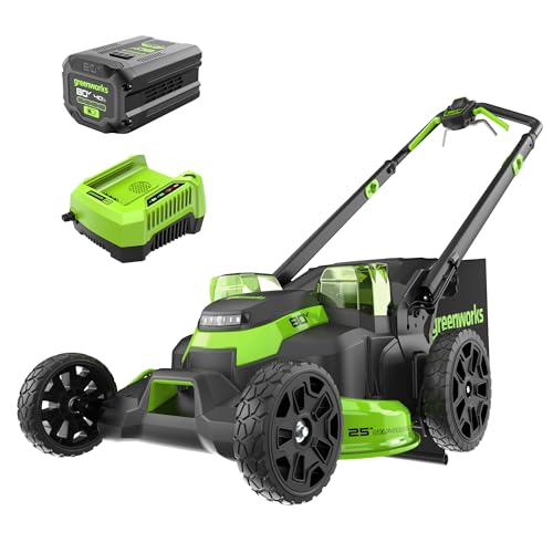 Greenworks 80V 25in Self-Propelled Lawn Mower, 4.0 Ah Battery and Charger