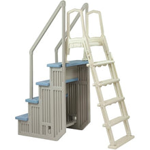 Aqua Select Anti-Slip in-Pool Safety Stairs with Outside Flip-Up Ladder