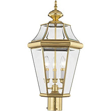 Livex Lighting 2364-02 Outdoor Post with Clear Beveled Glass Shades, Polished Brass