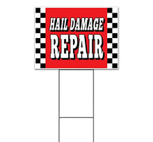 Hail Damage Repair (18" x 24") Yard Sign, Quantity Discounts, Multi-Packs, Includes Metal Step Stake, Bandit, New, Advertising, USA