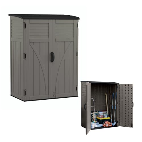 Suncast 54 Cu Ft Medium Vertical Storage Shed, Stoney, Made in USA