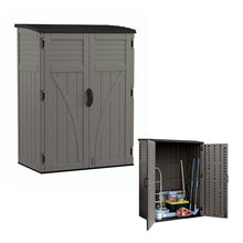 Suncast 54 Cu Ft Medium Vertical Storage Shed, Stoney, Made in USA