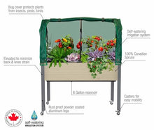 Self-Watering Raised Garden Bed (21" x 47" x 32"H) - Container Gardening with The Convenience of a Self-Watering Irrigation System. Includes Greenhouse & Bug Cover. Made in Canada.