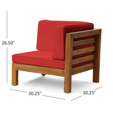 Hassyee 2 Pieces Patio Loveseat Set with Washable&Removable Cushions for Poolside, Backyard, Lawn, Acacia Wood Outdoor Furniture Set with Slatted Armrests and Backrests for Garden, Living Room (Red)