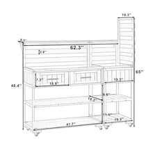 Roomfitters Garden Potting Bench with Wheels, Extra Wide Outdoor Potting Table and BBQ Prep Station, Storage Shelves, Brown