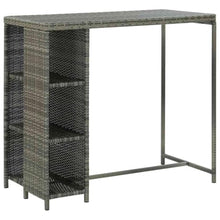 Molumvel 5 Piece Patio Bar Set with Cushions, Outdoor Poly Rattan Bar Table and 4 Stools, Garden Furniture Set, Gray