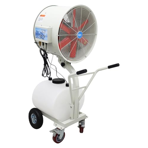 THUXEON 110V Industrial Spray Electric Fan, 750W Industrial Misting Cooling Spray Fan, 60L Tank, 23661 CFM Air Flow, Cools, Humidifies, Purifies the Air for Workshop, Factory, Non-Oscillating
