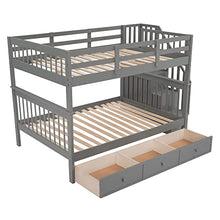 Harper & Bright Designs Full Over Full Bunk Beds with Stairs & Storage Grey