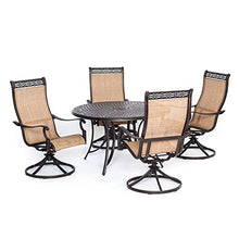 Hanover Manor 5-Piece Outdoor Dining Set Rust Resistant Aluminum Patio Set for 4 with 360 Degree Swivel Rockers Cast/Sling