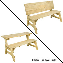 Amish Casual 2-in-1 Heavy-Duty 800 Lb Convertible Picnic Table Bench (Unfinished)