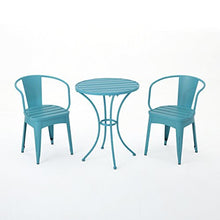 Merax Retro Bistro Table and Chairs Set of 2, Iron Round Table and 2 Chairs, 3 Piece Weather Resistant Patio Bistro Set for Outdoor Balcony Yard Porch Garden (Blue)