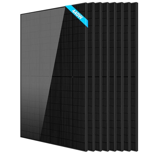 SUNGOLDPOWER N-Type 440W Solar Panel 8PCS,16BB Monocrystalline Grade A Cell,Black,IP68,for 12V/24V/48Vdc Energy Storage in Home,RV,Farms,on/Off-Grid System UL61730 CEC Listed(3520W)