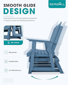 SERWALL 3 Person Glider Bench with iPad Placement and Cup Holder,Navy