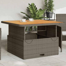 FMPGJLYH Adjustable Patio Table - Poly Rattan & Acacia Wood Garden Desk